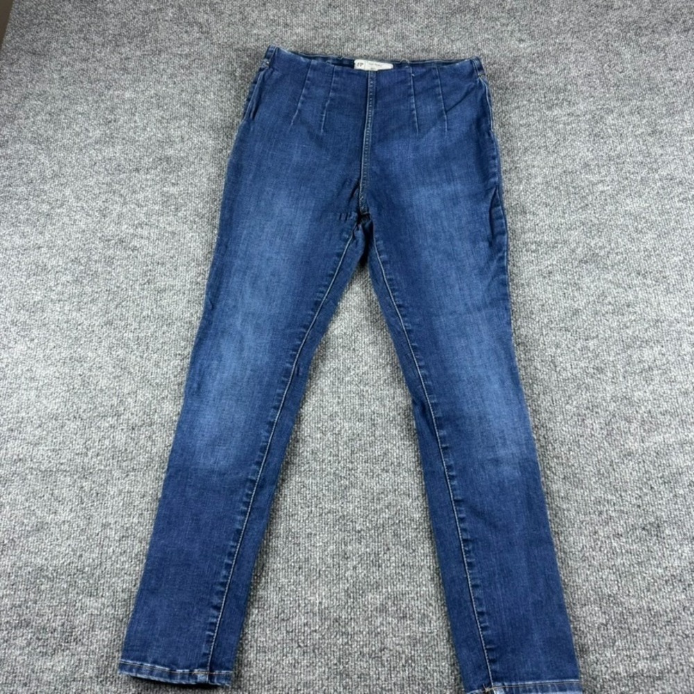 Free People Jeans Womens 28 Blue Dark Wash Slim Straight Cotton Stretch Denim